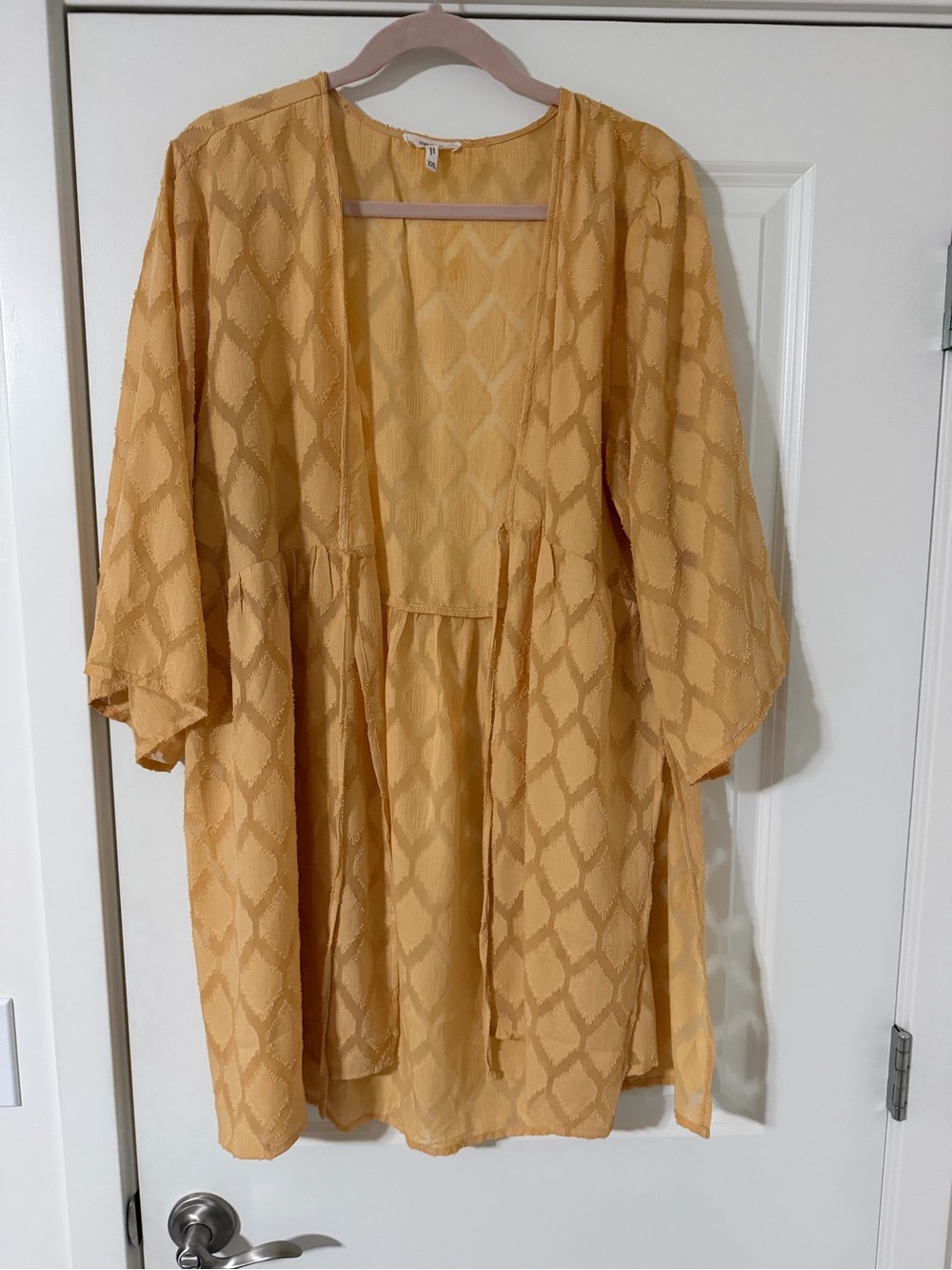 Lightweight Mustard Tie-Front Kimono